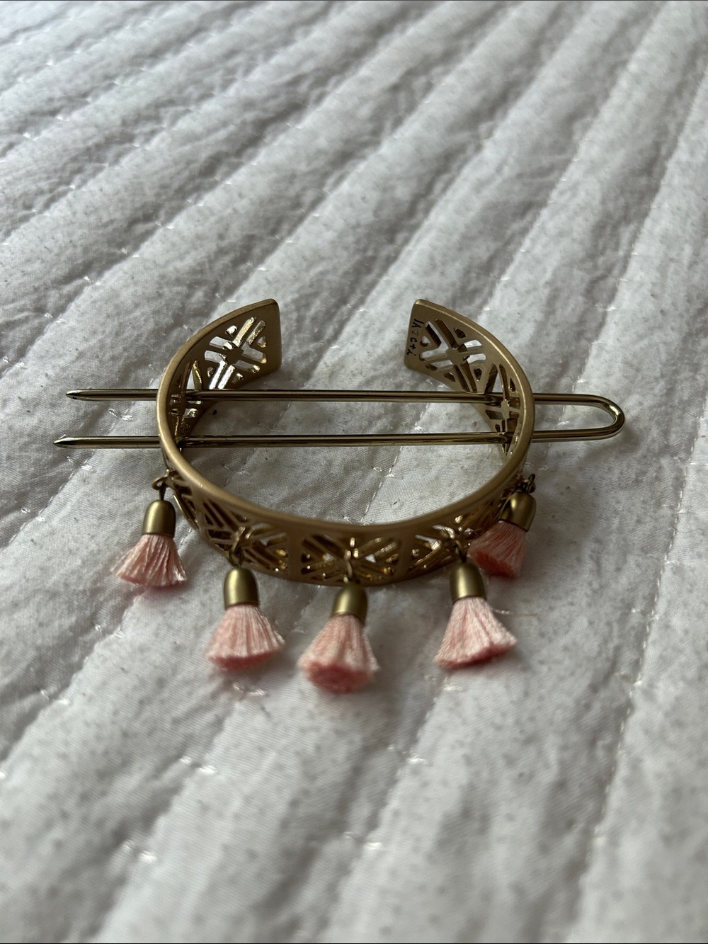 Chloe + Isabel x Jen Atkin Gold Filigree Hair Cuff and Pin with Pink Tassels